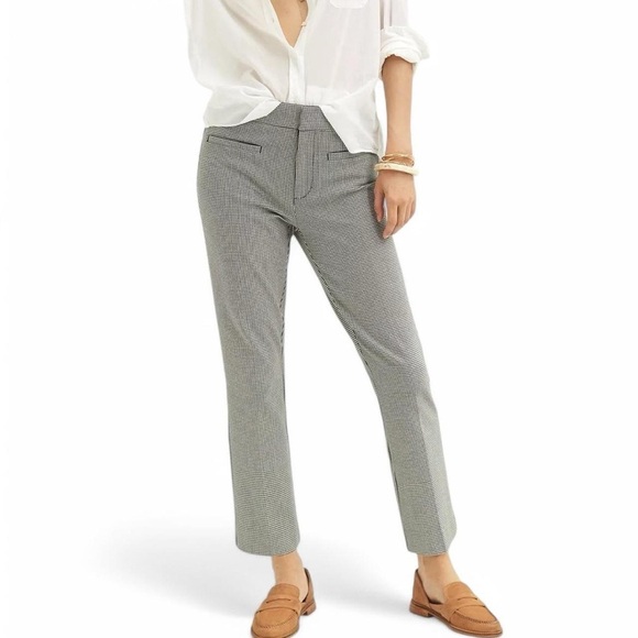 NWT-Anthropologie Essential Kick Flare Pants Size 8 - Black & White Houndstooth - Picture 2 of 9